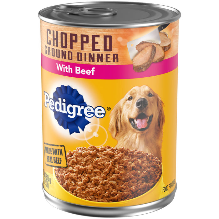 Pedigree Chopped Ground Dinner Adult Wet Dog Food Beef, 12ea/13.2 oz, 12 pk