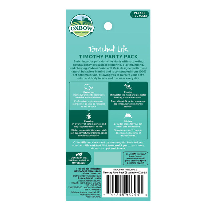 Oxbow Animal Health Enriched Life Timothy Party Pack Small Animal Chews 1ea/One Size