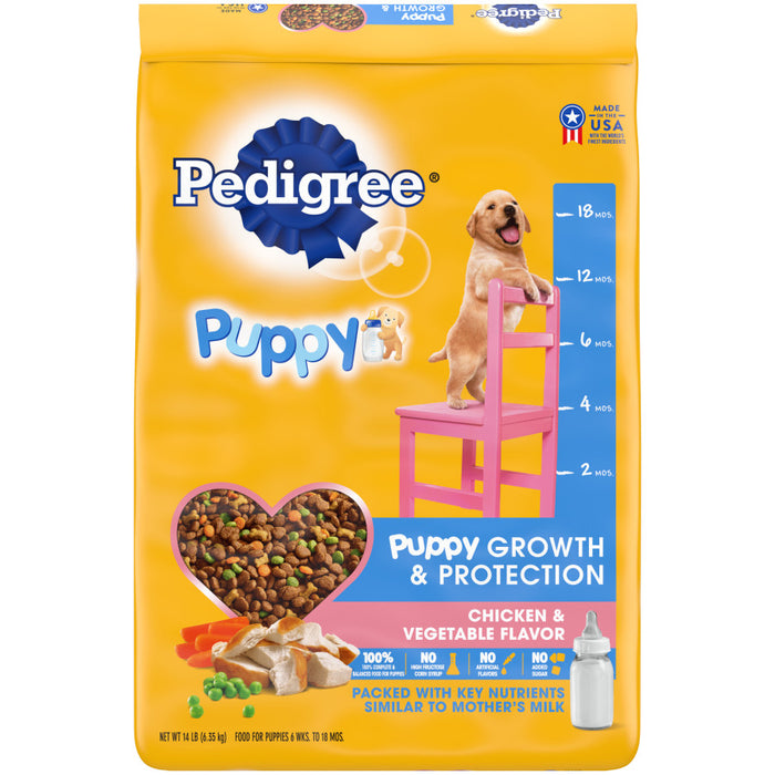 Pedigree Puppy Growth & Protection Dry Dog Food Chicken & Vegetable, 1ea/14 lb