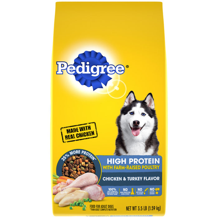 Pedigree High Protein Adult Dry Dog Food w/Farm-Raised Poultry Chicken & Turkey, 1ea/3.5 lb