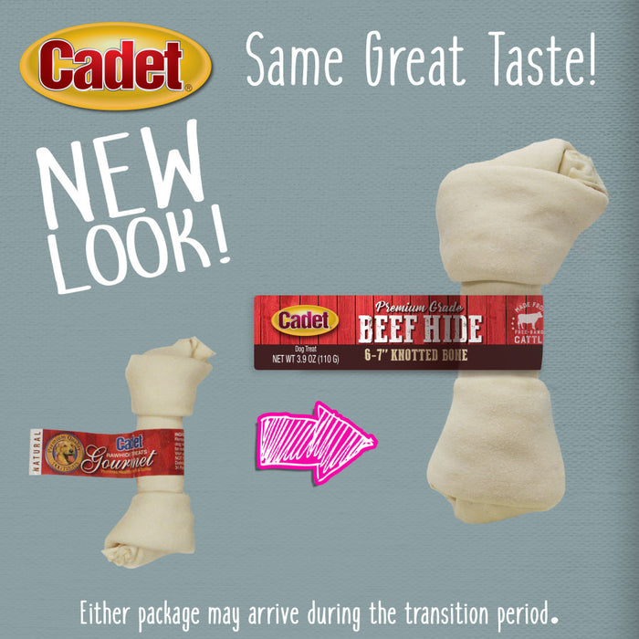 Cadet Beef Hide Knotted Dog Chews Individually Wrapped, 1ea/6-7 in