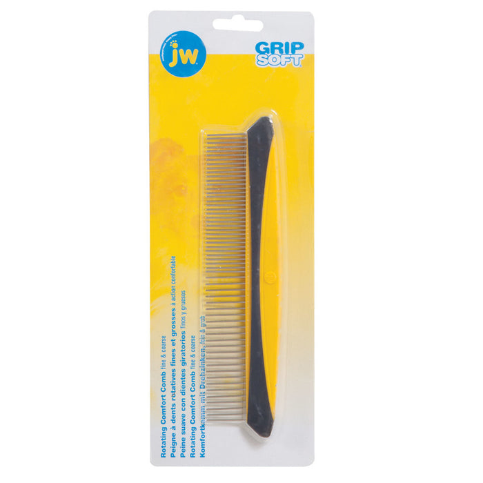 JW Pet Rotating Comfort Comb Fine & Coarse Grey/Yellow, 1ea/SM, 8 in