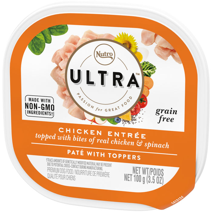 Nutro Products Ultra Grain Free Paté w/Toppers Adult Wet Dog Food Chicken Entree, 24ea/3.5 oz, 24 pk