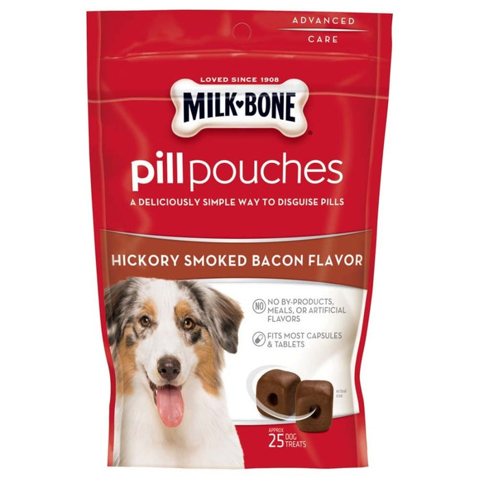 Milk-Bone Pill Pouches Dog Treats Hickory Smoked Bacon Flavor, 1ea/25 ct, 6 oz