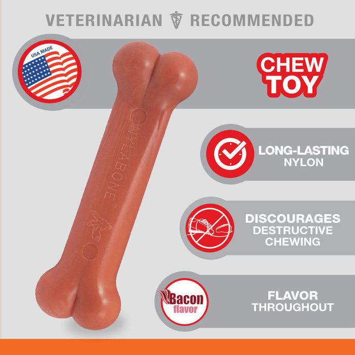 Nylabone Power Chew Durable Dog Toy Bacon, 1ea/SMall - Up To 25 lb