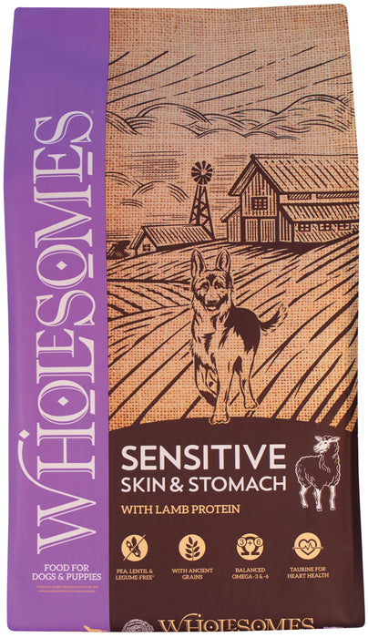 Wholesomes Sensitive Skin And Stomach Dry Dog Food Lamb, 1ea/30 lb