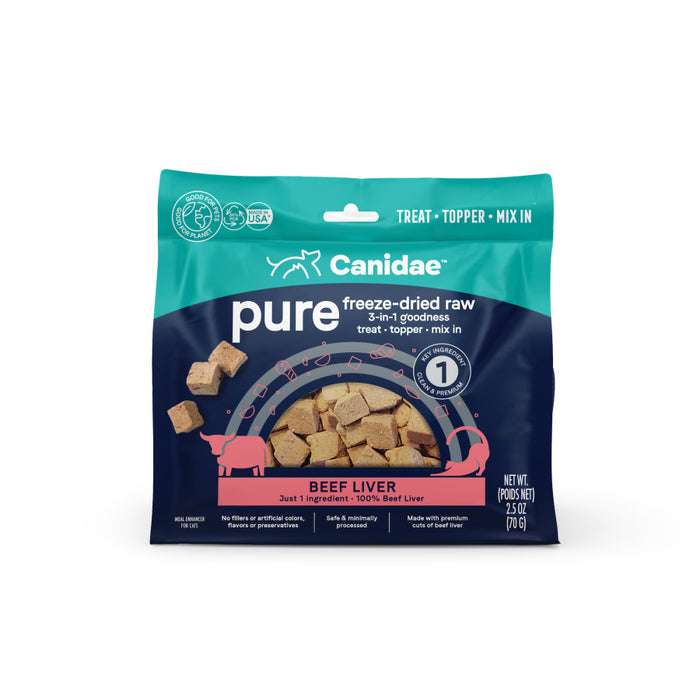 CANIDAE PURE Goodness Freeze-Dried Raw 3-in-1 Cat Treat/Topper/Mix-In Beef Liver, 6ea/2.5 oz