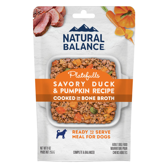 Natural Balance Pet Foods Platefulls Wet Dog Food Savory Duck & Pumpkin Recipe, 12ea/9 oz