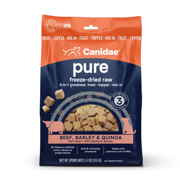 CANIDAE PURE goodness Freeze-Dried Raw 3-in-1 Treat/Topper/Mix-In Beef, Barley, & Quinoa, 1ea/5.5 oz