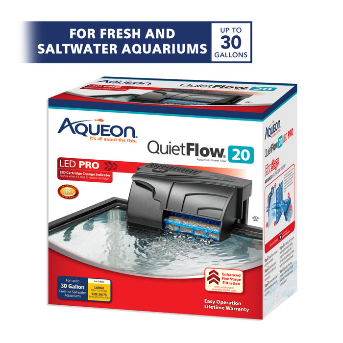 Aqueon QuietFlow LED PRO Aquarium Power Filter 1ea/Size 20