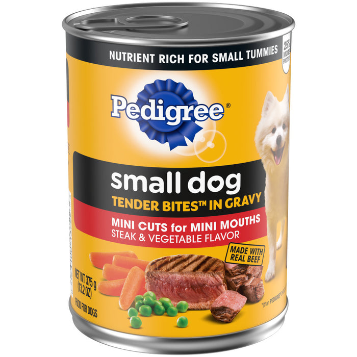 Pedigree Tender Bites in Gravy Adult Small Breed Wet Dog Food Steak & Vegetable, 12ea/13.2 oz, 12 ct