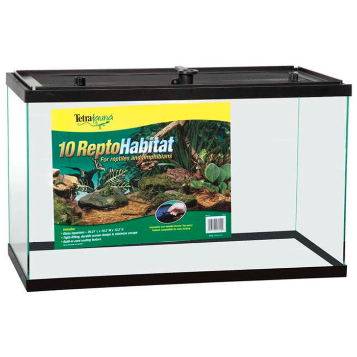 TetraFauna ReptoHabitat Reptile Tank Black, Clear, 1ea/20 In X 10 in, 10 gal