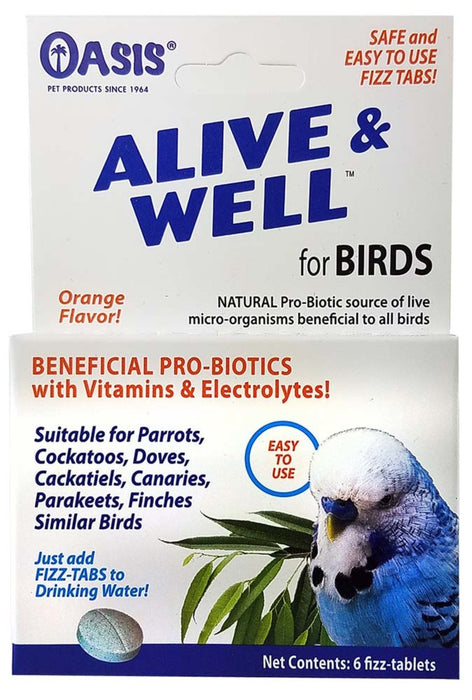 Oasis Alive and Well Probiotic Fizz-Tablets for Birds 1ea/6 ct