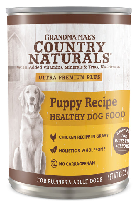 Grandma Mae's Country Naturals Puppy Recipe Wet Dog Food Chicken, 12ea/13 oz