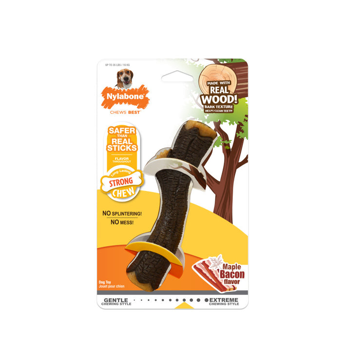 Nylabone Strong Chew Real Wood Dog Stick Toy 1ea/Medium - Up To 35 lb