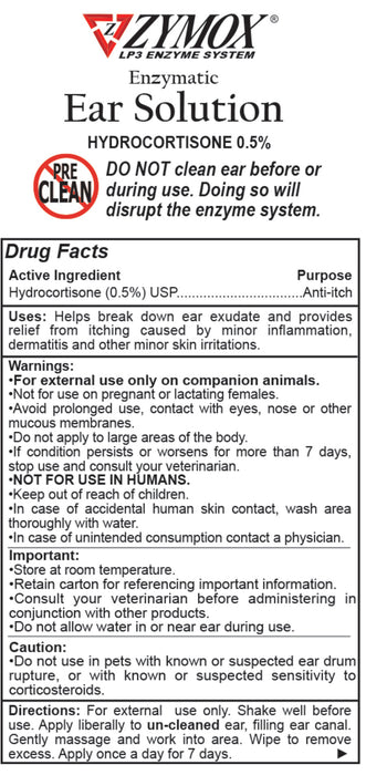 Zymox Ear Solution with .5% hydrocortisone 1.25oz bottle 1ea/1.25 fl oz