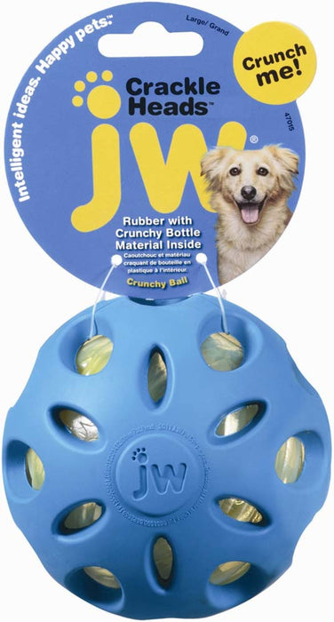 JW Pet Crackle Heads Crackle Ball Dog Toy Assorted, 1ea/LG