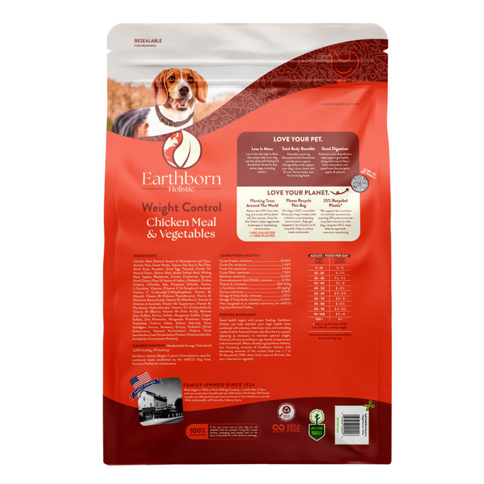 Earthborn Holistic Weight Control Grain-Free Dry Dog Food Chicken Meal & Vegetables, 1ea/25 lb