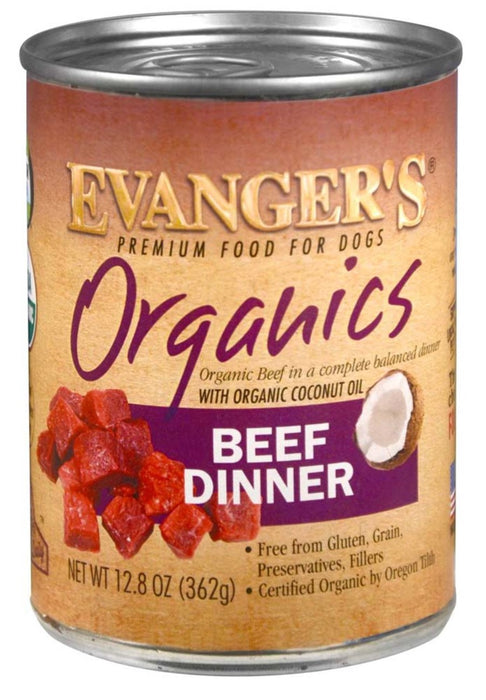 Evanger's Organics Wet Dog Food Beef, 12ea/12.8 oz, 12 pk