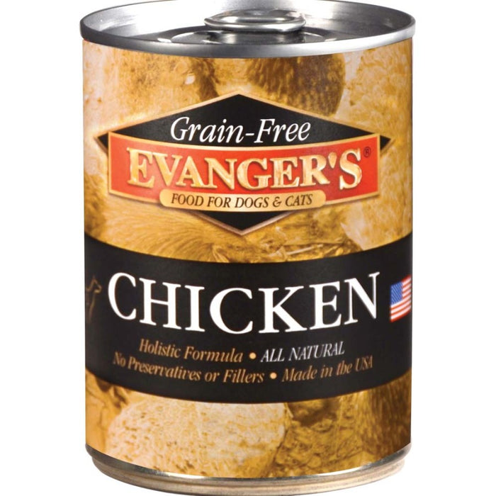 Evanger's Grain-Free Wet Dog & Cat Food Chicken, 12ea/12.8 oz, 12 pk