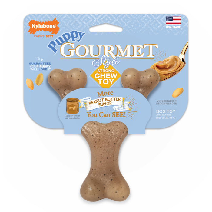 Nylabone Puppy Gourmet Style Strong Chew Toy Peanut Butter, 1ea/SMall - Up To 25 lb