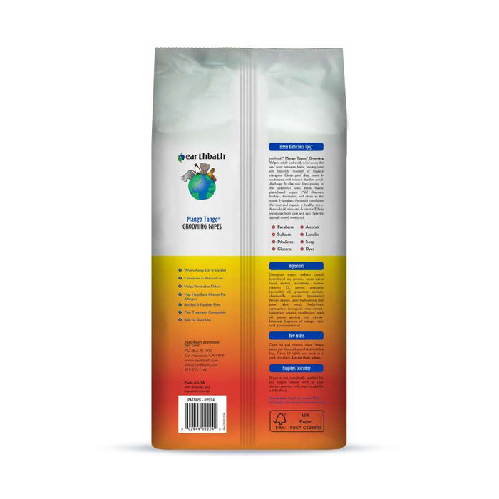 Earthbath Grooming Wipes, Mango Tango soft-sided, 1ea/100 ct