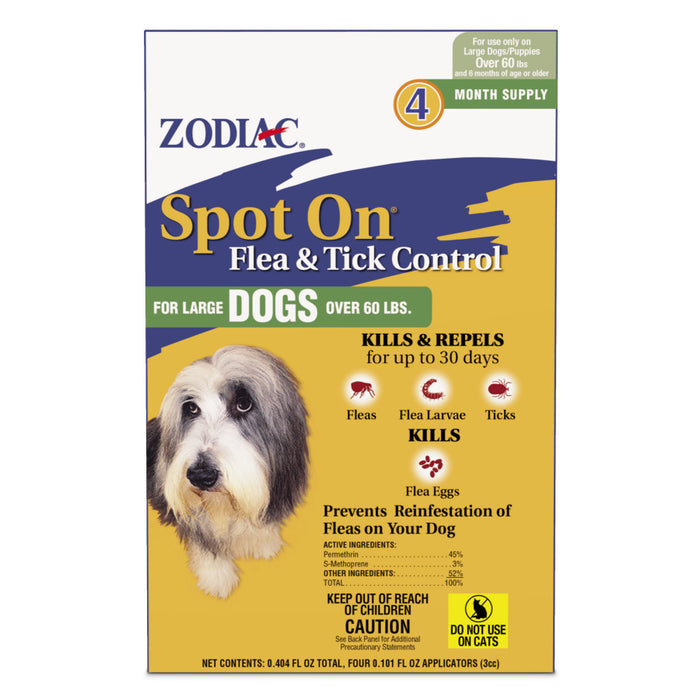 Zodiac Spot On Flea & Tick Control 1ea/Large Dogs Over 60 lb, 4 pk