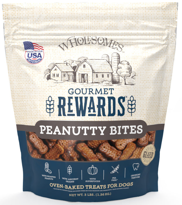 Wholesomes Gourmet Rewards Biscuit Dog Treats Peanutty Bites Peanutty Bites, 1ea/3 lb