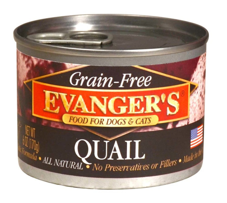 Evanger's Grain-Free Wet Dog & Cat Food Quail, 24ea/6 oz, 24 pk