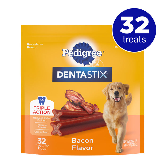 Pedigree DENTASTIX Dog Dental Treat Bacon, 1ea/32 ct