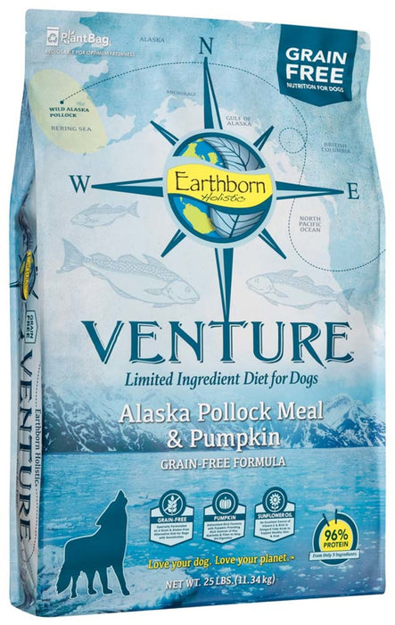 Earthborn Holistic Venture L.I.D. Grain Free Dry Dog Food Pollock & Pumpkin, 1ea/25 lb