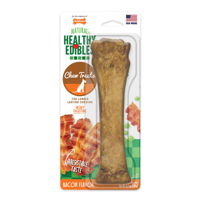 Nylabone Healthy Edibles All-Natural Long Lasting Bacon Flavor Chew Treats 1 Count, 1ea/Souper - 50+ lb