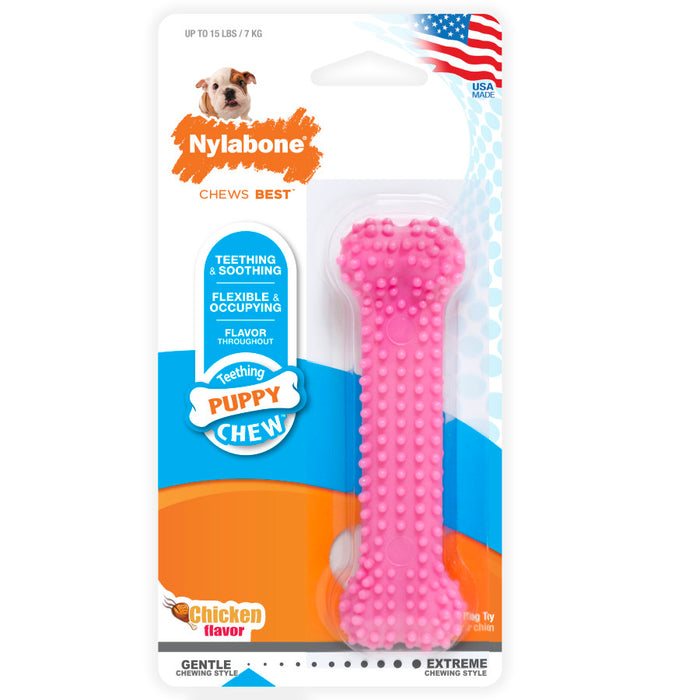 Nylabone Puppy Teething & Soothing Flexible Chew Toy Pink, 1ea/XS - Up To 15 lb