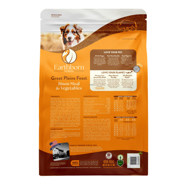 Earthborn Holistic Great Plains Feast Grain-Free Dry Dog Food Bison Meal & Vegetables, 1ea/25 lb