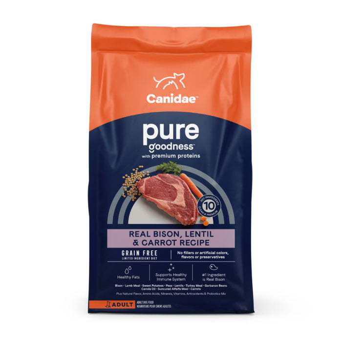 CANIDAE PURE Goodness Grain-Free LID Dry Dog Food Bison, Lentil & Carrot, 1ea/21 lb