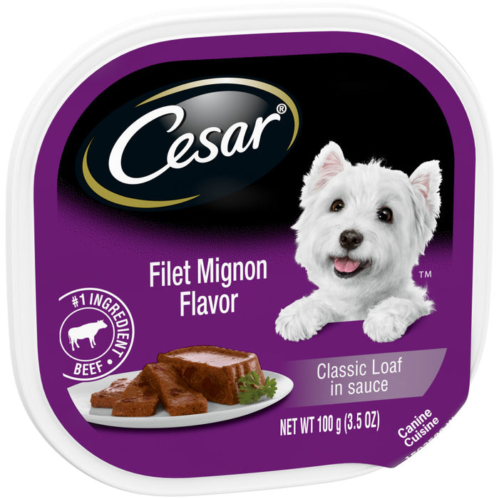 Cesar Classic Loaf in Sauce Adult Wet Dog Food Filet Mignon, 24ea/3.5 oz, 24 pk