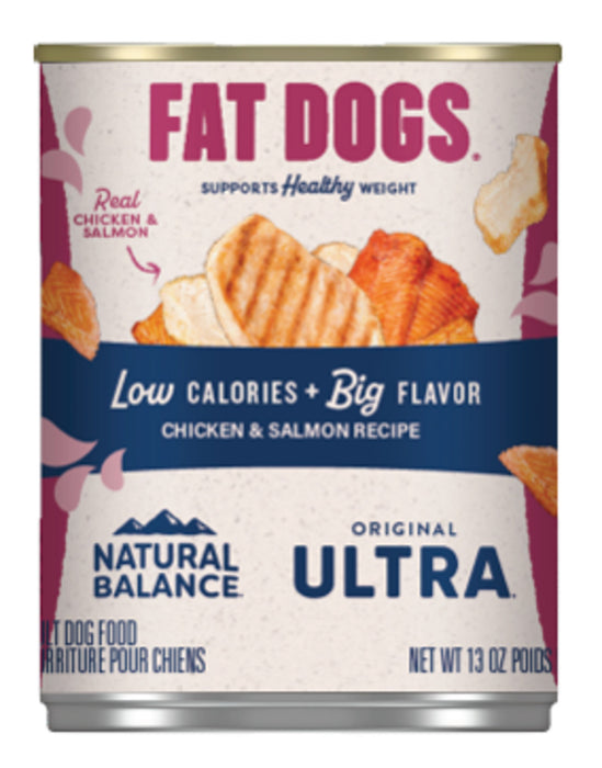 Natural Balance Pet Foods Targeted Nutrition Fat Dogs Wet Dog Food Chicken & Salmon, 12ea/13 oz