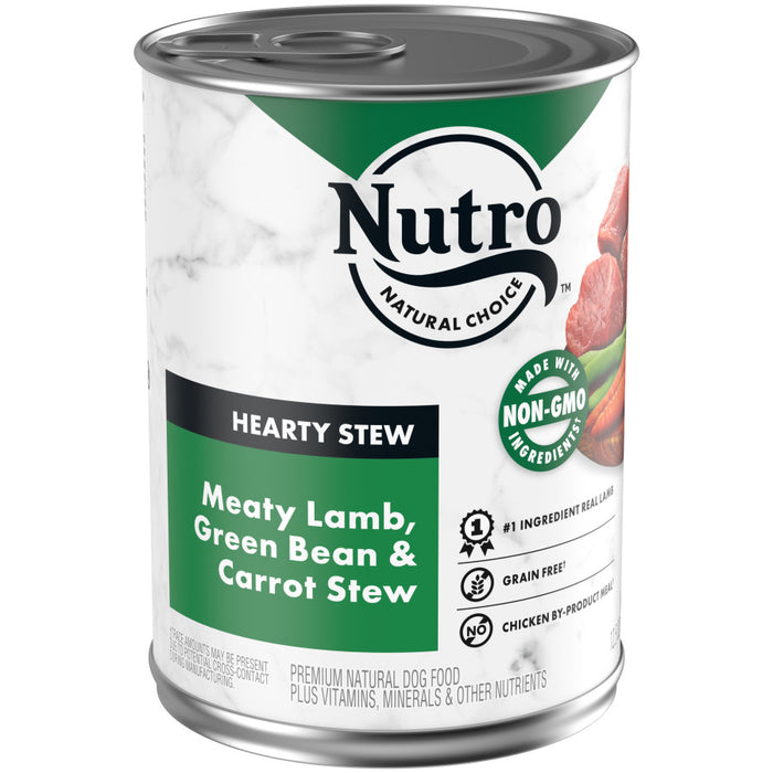 Nutro Products Hearty Stew Cuts in Gravy Adult Wet Dog Food Lamb, Green Bean & Carrot Stew, 12ea/12.5 oz, 12 pk