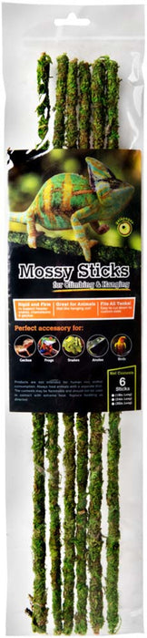 Galapagos Mossy Sticks Terrarium Ornament Fresh Green, 1ea/18 in, 6 ct