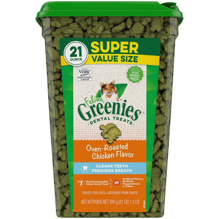 Greenies Feline Adult Cat Dental Treats Oven Roasted Chicken, 1ea/21 oz