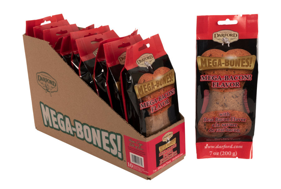 Darford Mega Bone Dog Treat Bacon Regular, Bacon, 1ea/7 oz