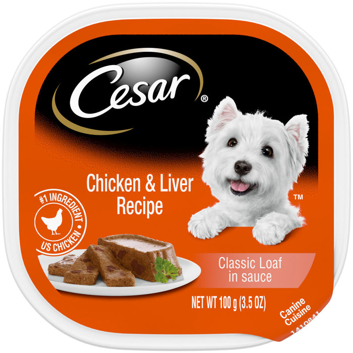 Cesar Classic Loaf in Sauce Adult Wet Dog Food Chicken & Liver, 24ea/3.5 oz, 24 pk