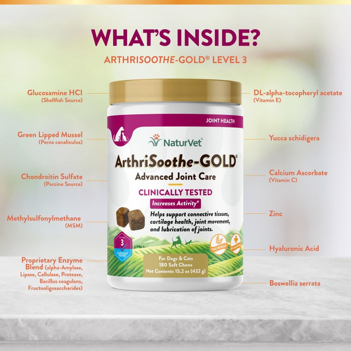 NaturVet ArthriSoothe Gold Level 3 Soft Chew 1ea/180 Chews