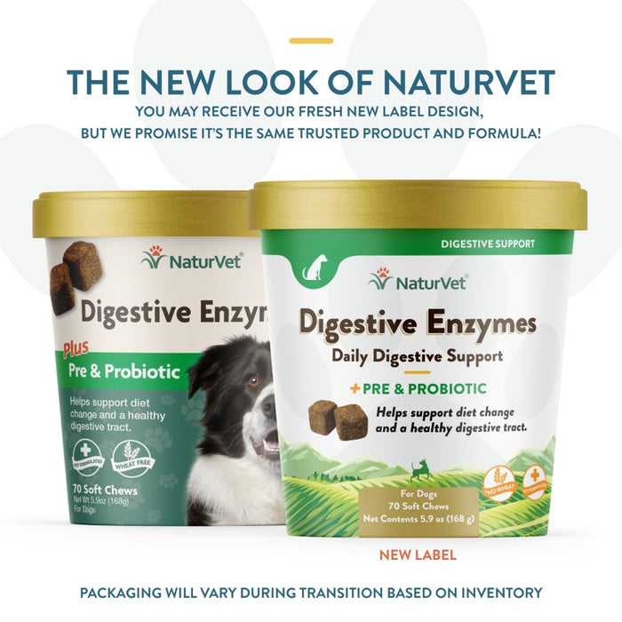 NaturVet Digestive Enzymes Plus Pre & Probiotic Soft Chew 1ea/70 ct