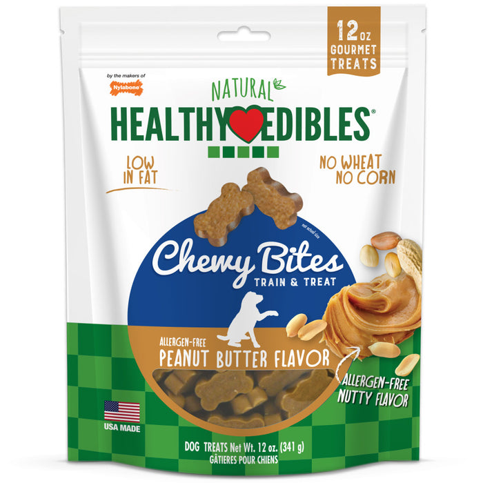 Nylabone Healthy Edibles Chewy Bites Dog Training Treats Peanut Butter, 1ea/12 oz