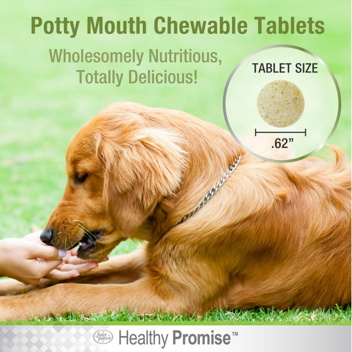 Four Paws Healthy Promise Potty Mouth Tablets - Coprophagia Stool Eating Deterrent for Dogs Potty Mouth, 1ea/90 ct