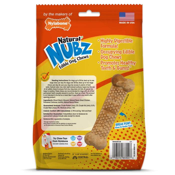 Nylabone Natural Nubz Chicken Dog Treats 1ea/Large - Up To 50 lb, 12 ct