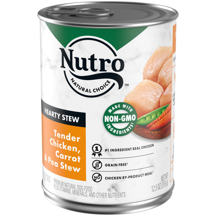 Nutro Products Hearty Stew Cuts in Gravy Adult Wet Dog Food Tender Chicken, Carrot & Pea Stew, 12ea/12.5 oz, 12 pk