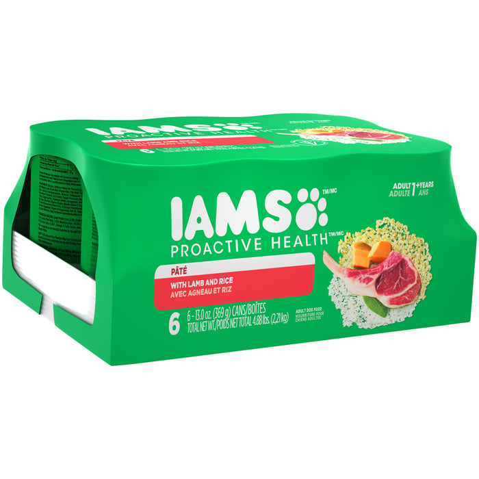 IAMS Proactive Health Paté Adult Wet Dog Food Pate w/Lamb & Rice, 12ea/13.2 oz