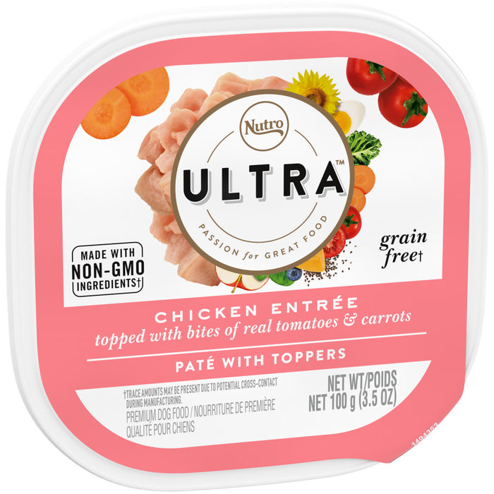 Nutro Products Ultra Grain Free Paté w/Toppers Adult Wet Dog Food Chicken w/Tomatoes & Carrots, 24ea/3.5 oz, 24 pk